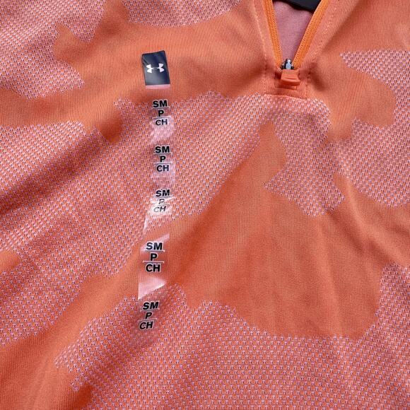 Under Armour Pullover Mens Small Orange Velocity Jacquard 1/4 Zip Camo 1375664 - Picture 3 of 12